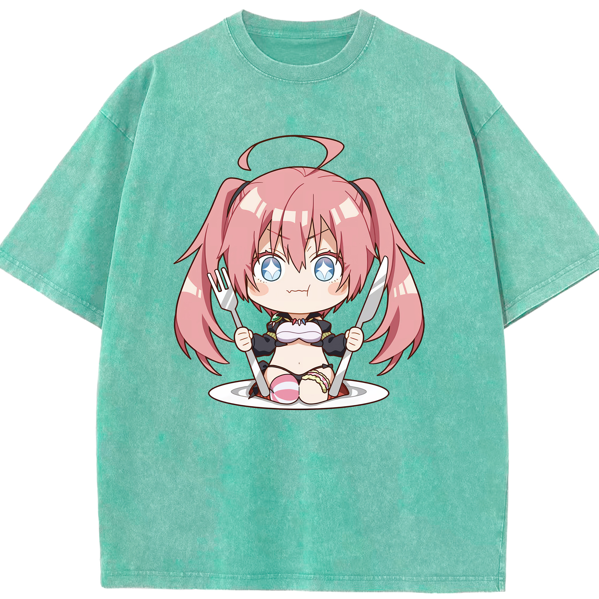 （画像用） 転スラ Regarding Reincarnated to Slime 綿100% ヴィンテージ風 半袖Tシャツ（フロントプリント）